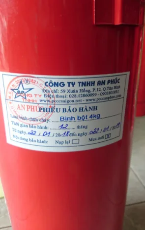 Bình chữa cháy mới 100% được bảo hành 12 tháng