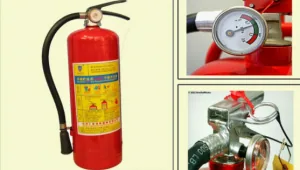 Đồng hồ chỉ vạch đỏ là bình chữa cháy cần nạp lại ngay với bình dạng bột