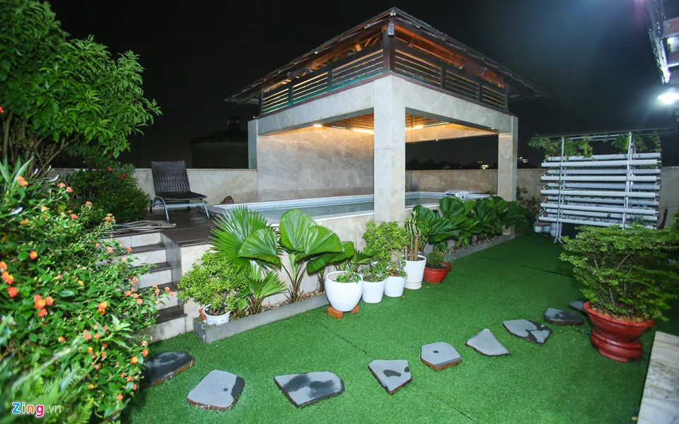 Nguyên vườn cây xanh mướt trên sân thượng thế mà