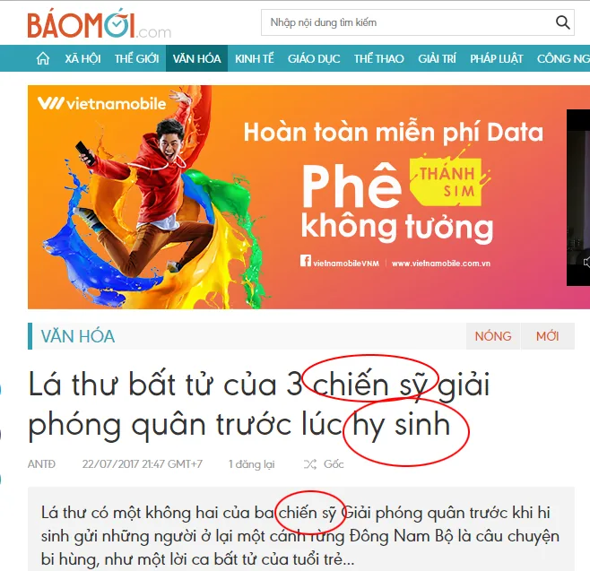 Bài viết trên trang báo mới