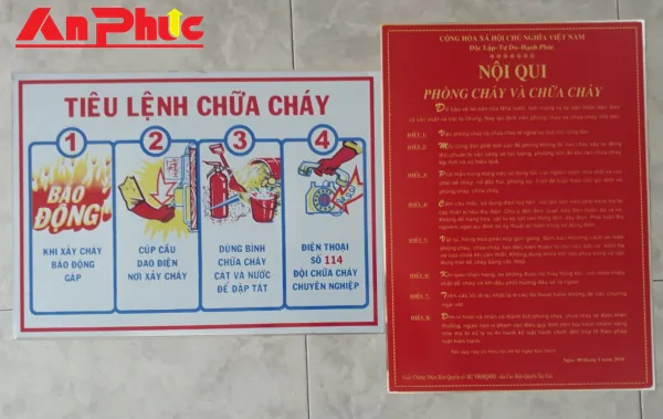 Bảng Nội Quy Tiêu Lệnh PCCC