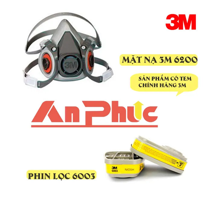Mặt nạ phòng độc 3M 6200 kèm phin lọc 6003 