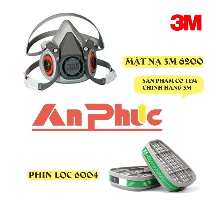 Mặt nạ phòng độc 3M 6200 kèm phin lọc 6004