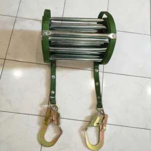 Thang dây thoát hiểm bậc thép mạ kẽm trắng 5 mét